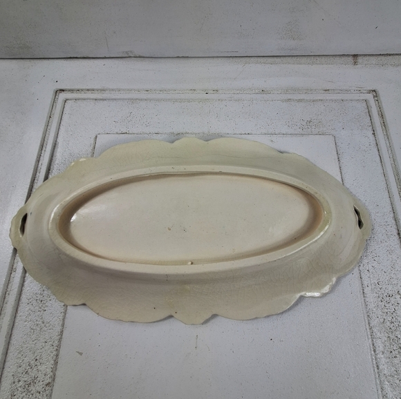 Vintage Blue and Off White Floral Elongated Plate - Picture 5 of 7